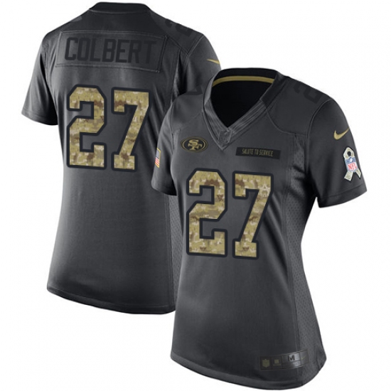 Women Nike San Francisco 49ers 27 Adrian Colbert Limited Black 2016 Salute to Service NFL Jersey