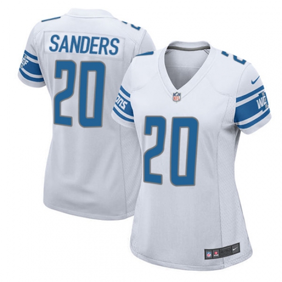 Women's Nike Detroit Lions 20 Barry Sanders Game White NFL Jersey