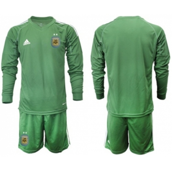 Argentina Blank Army Green Long Sleeves Goalkeeper Soccer Country Jersey