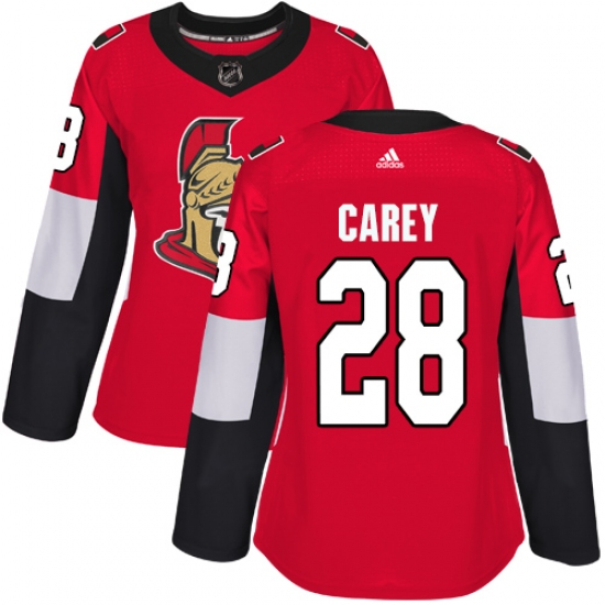 Women's Adidas Ottawa Senators 28 Paul Carey Premier Red Home NHL Jersey