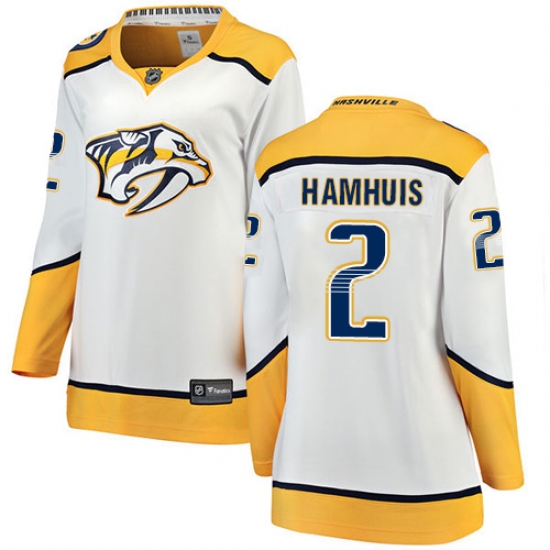 Women's Nashville Predators 2 Dan Hamhuis Fanatics Branded White Away Breakaway NHL Jersey