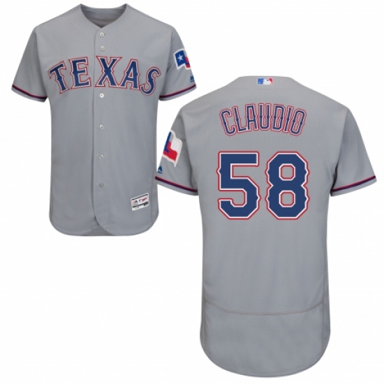 Men's Majestic Texas Rangers 58 Alex Claudio Grey Road Flex Base Authentic Collection MLB Jersey