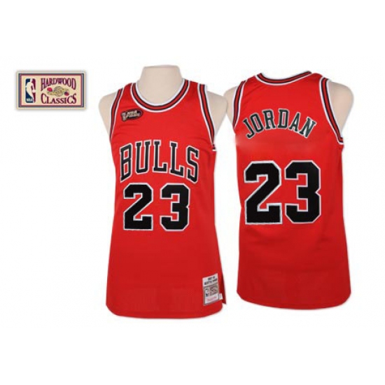 Men's Mitchell and Ness Chicago Bulls 23 Michael Jordan Authentic Red Final Patch Throwback NBA Jersey