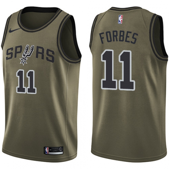 Men's Nike San Antonio Spurs 11 Bryn Forbes Swingman Green Salute to Service NBA Jersey