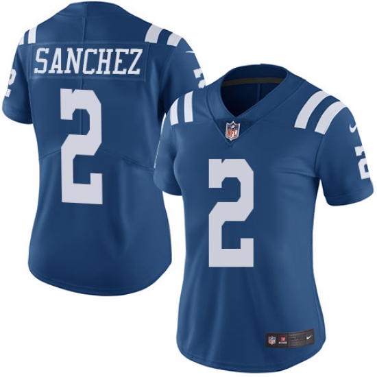 Women's Nike Indianapolis Colts 2 Rigoberto Sanchez Limited Royal Blue Rush Vapor Untouchable NFL Jersey