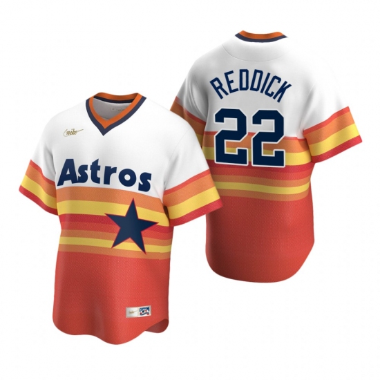 Men's Nike Houston Astros 22 Josh Reddick White Orange Cooperstown Collection Home Stitched Baseball Jersey