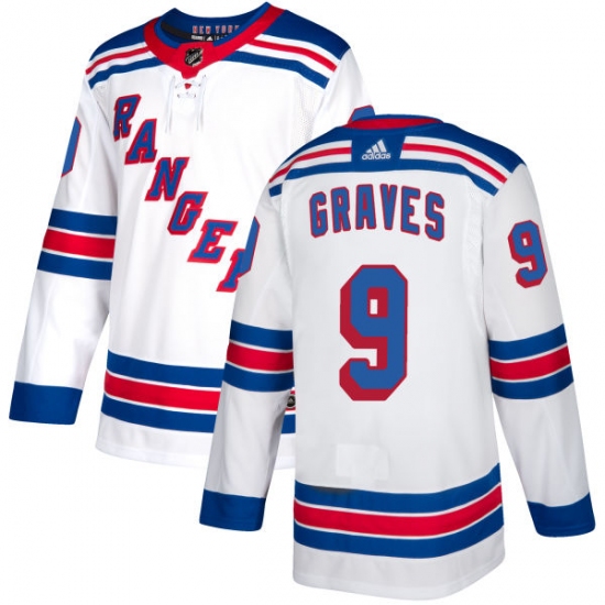 Men's Reebok New York Rangers 9 Adam Graves Authentic White Away NHL Jersey