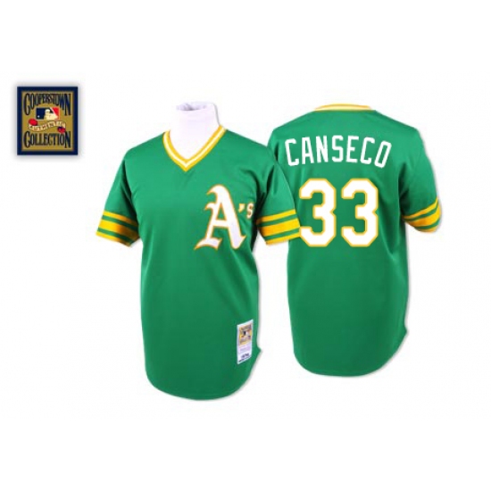 Men's Mitchell and Ness Oakland Athletics 33 Jose Canseco Replica Green Throwback MLB Jersey