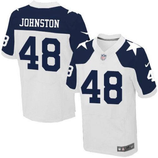 Men's Nike Dallas Cowboys 48 Daryl Johnston Elite White Throwback Alternate NFL Jersey