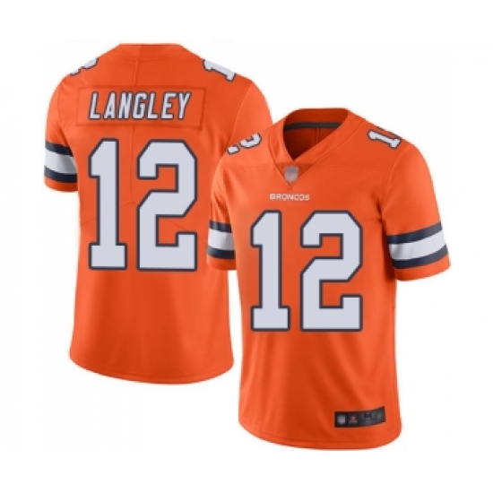 Men's Denver Broncos 12 Brendan Langley Limited Orange Rush Vapor Untouchable Football Jersey