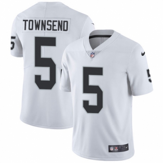Youth Nike Oakland Raiders 5 Johnny Townsend White Vapor Untouchable Elite Player NFL Jersey