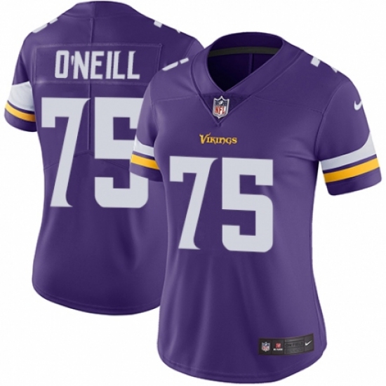Women's Nike Minnesota Vikings 75 Brian O'Neill Purple Team Color Vapor Untouchable Limited Player NFL Jersey