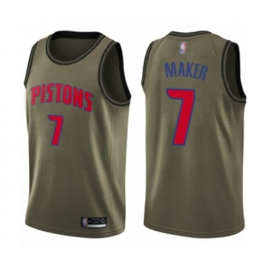 Men's Detroit Pistons 7 Thon Maker Swingman Green Salute to Service Basketball Jersey