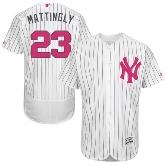 Men's Majestic New York Yankees 23 Don Mattingly Authentic White 2016 Mother's Day Fashion Flex Base MLB Jersey