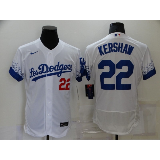 Men's Nike Los Angeles Dodgers 22 Clayton Kershaw White Elite City Player Jersey