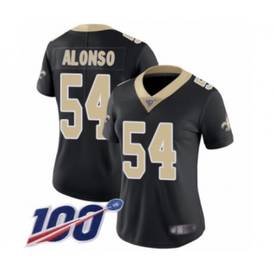 Women's New Orleans Saints 54 Kiko Alonso Black Team Color Vapor Untouchable Limited Player 100th Season Football Jersey