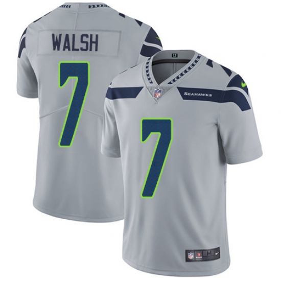 Youth Nike Seattle Seahawks 7 Blair Walsh Elite Grey Alternate NFL Jersey