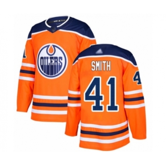 Youth Edmonton Oilers 41 Mike Smith Authentic Orange Home Hockey Jersey