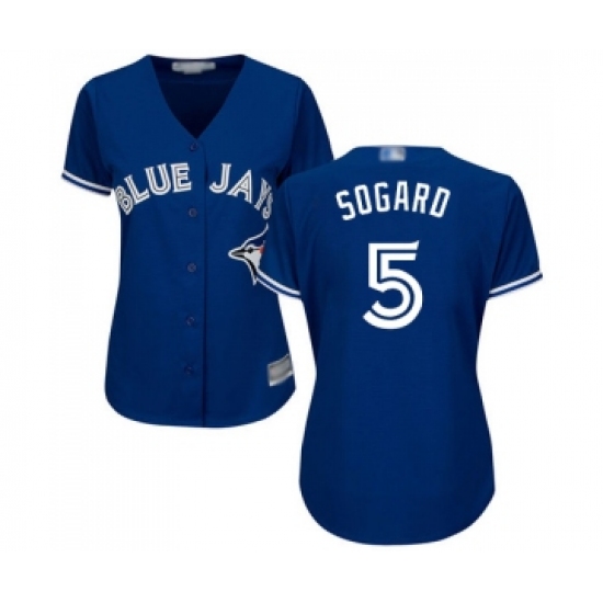 Women's Toronto Blue Jays 5 Eric Sogard Replica Blue Alternate Baseball Jersey