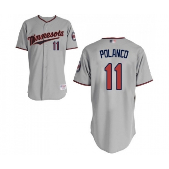 Men's Minnesota Twins 11 Jorge Polanco Authentic Grey Road Cool Base Baseball Jersey