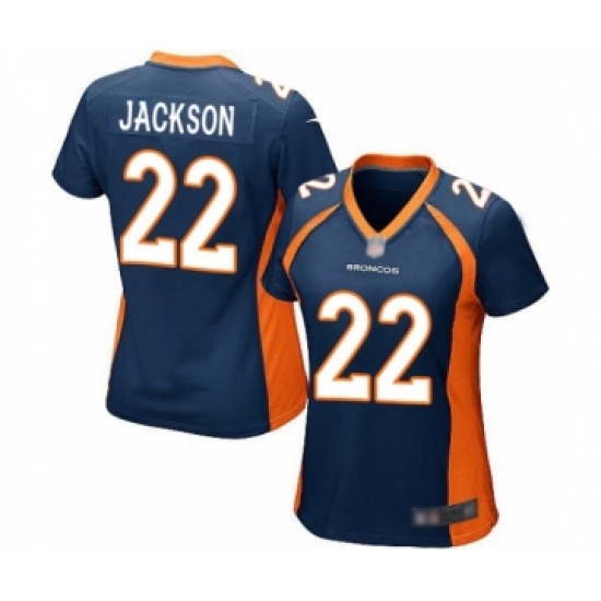 Women's Denver Broncos 22 Kareem Jackson Game Navy Blue Alternate Football Jersey