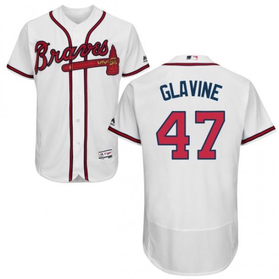 Men's Majestic Atlanta Braves 47 Tom Glavine White Home Flex Base Authentic Collection MLB Jersey