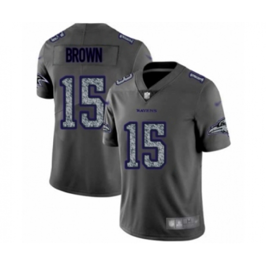 Men's Baltimore Ravens 15 Marquise Brown Limited Gray Static Fashion Football Jersey