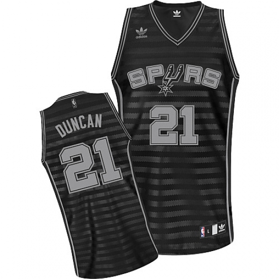 Men's Adidas San Antonio Spurs 21 Tim Duncan Swingman Black/Grey Groove NBA Jersey