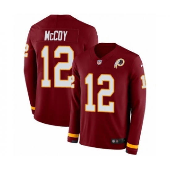 Youth Nike Washington Redskins 12 Colt McCoy Limited Burgundy Therma Long Sleeve NFL Jersey