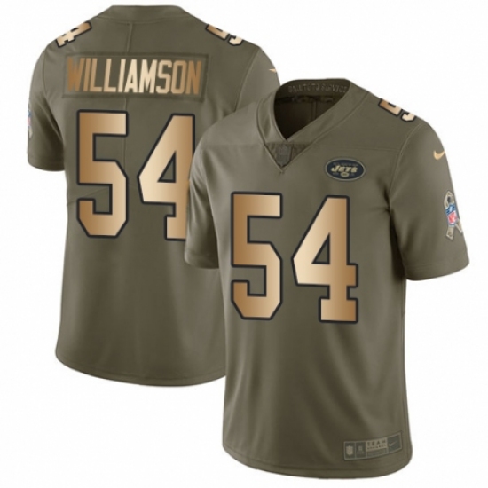 Men's Nike New York Jets 54 Avery Williamson Limited Olive/Gold 2017 Salute to Service NFL Jersey