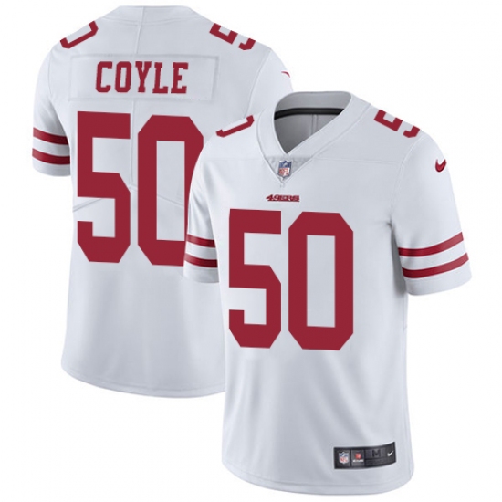 Men's Nike San Francisco 49ers 50 Brock Coyle White Vapor Untouchable Limited Player NFL Jersey