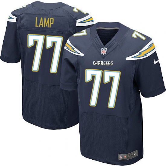 Men's Nike Los Angeles Chargers 77 Forrest Lamp Elite Navy Blue Team Color NFL Jersey