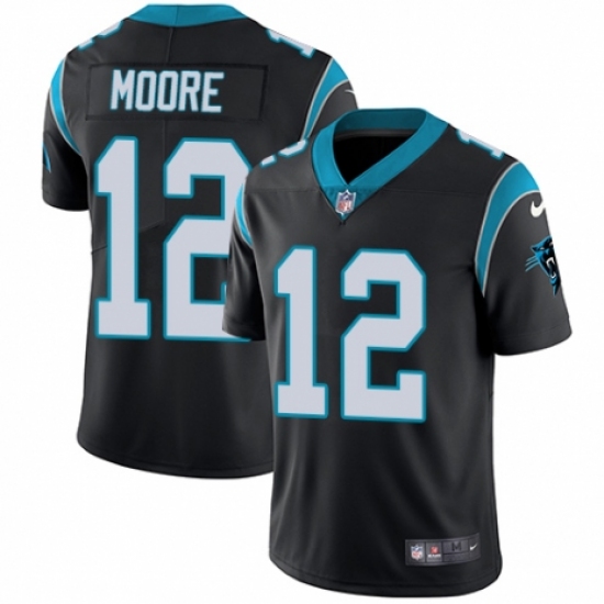 Youth Nike Carolina Panthers 12 D.J. Moore Black Team Color Vapor Untouchable Limited Player NFL Jersey