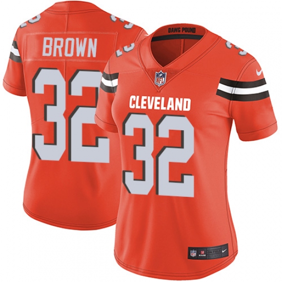 Women's Nike Cleveland Browns 32 Jim Brown Orange Alternate Vapor Untouchable Limited Player NFL Jersey