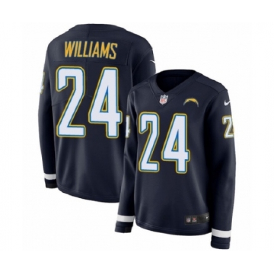 Women's Nike Los Angeles Chargers 24 Trevor Williams Limited Navy Blue Therma Long Sleeve NFL Jersey