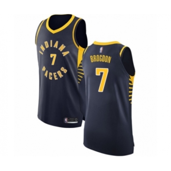 Men's Indiana Pacers 7 Malcolm Brogdon Authentic Navy Blue Basketball Jersey - Icon Edition