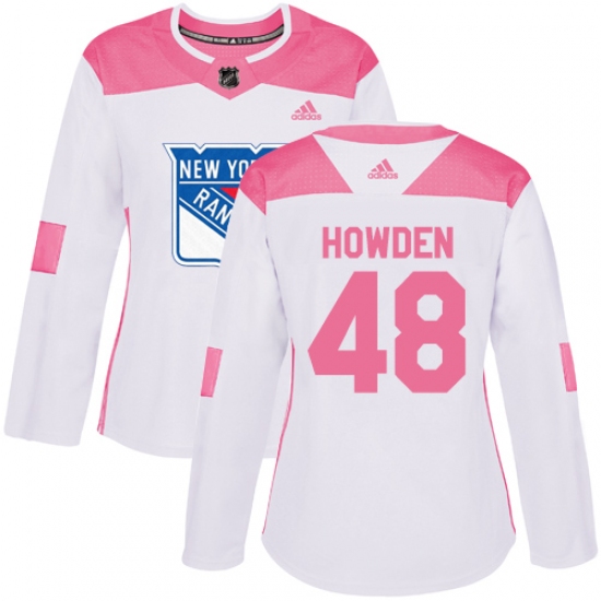 Women's Adidas New York Rangers 48 Brett Howden Authentic White Pink Fashion NHL Jersey