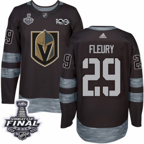 Men's Adidas Vegas Golden Knights 29 Marc-Andre Fleury Authentic Black 1917-2017 100th Anniversary 2018 Stanley Cup Final NHL Jersey