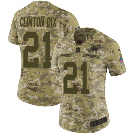 Women's Nike Green Bay Packers 21 Ha Clinton-Dix Limited Camo 2018 Salute to Service NFL Jersey