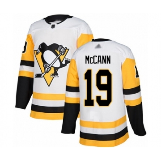 Men's Pittsburgh Penguins 19 Jared McCann Authentic White Away Hockey Jersey