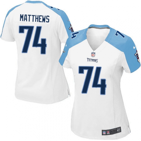 Women's Nike Tennessee Titans 74 Bruce Matthews Game White NFL Jersey