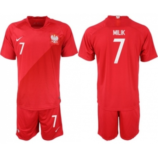 Poland 7 Milik Away Soccer Country Jersey