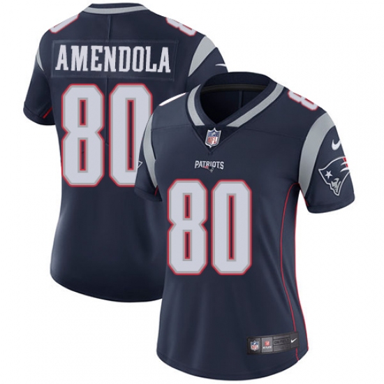 Women's Nike New England Patriots 80 Danny Amendola Navy Blue Team Color Vapor Untouchable Limited Player NFL Jersey