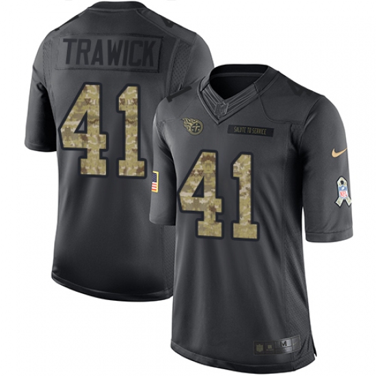 Men's Nike Tennessee Titans 41 Brynden Trawick Limited Black 2016 Salute to Service NFL Jersey