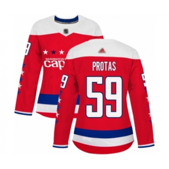 Women's Washington Capitals 59 Aliaksei Protas Authentic Red Alternate Hockey Jersey