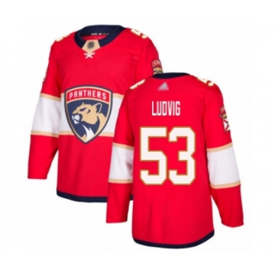 Men's Florida Panthers 53 John Ludvig Authentic Red Home Hockey Jersey