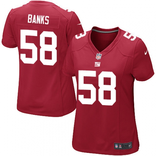 Women's Nike New York Giants 58 Carl Banks Game Red Alternate NFL Jersey