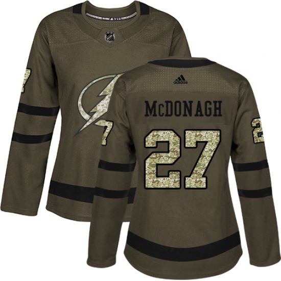 Women's Adidas Tampa Bay Lightning 27 Ryan McDonagh Authentic Green Salute to Service NHL Jersey