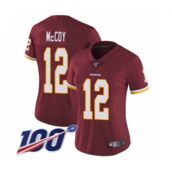 Women's Washington Redskins 12 Colt McCoy Burgundy Red Team Color Vapor Untouchable Limited Player 100th Season Football Jersey