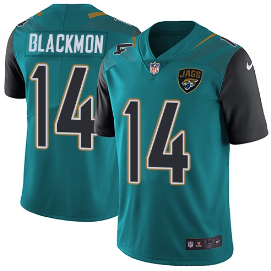 Men's Nike Jacksonville Jaguars 14 Justin Blackmon Teal Green Team Color Vapor Untouchable Limited Player NFL Jersey